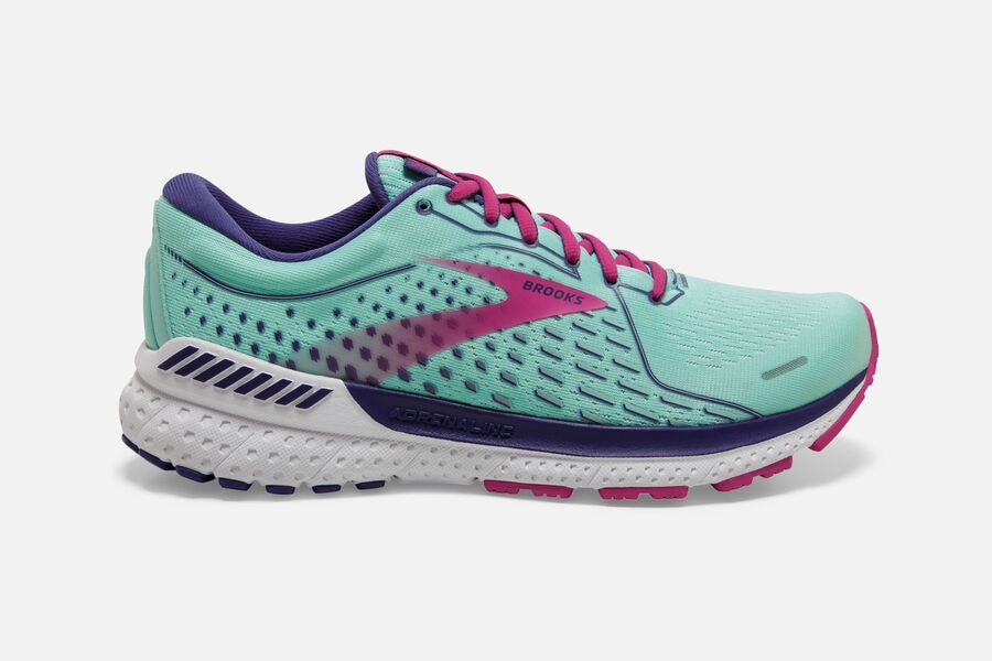 Brooks Adrenaline GTS 21 Road Running Shoes - Womens - Turquoise/Pink - IF1630549